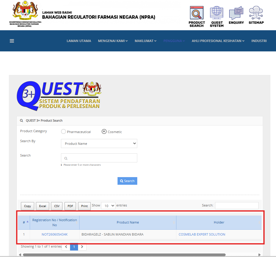 Berdaftar KKM