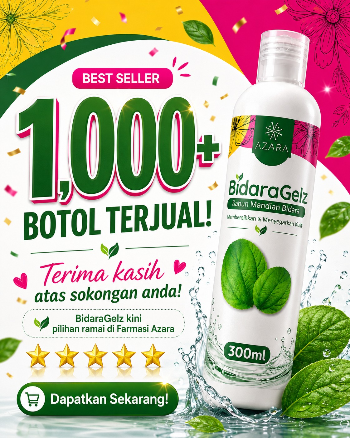 1,000+ botol BidaraGelz terjual — Best Seller di Farmasi Azara
