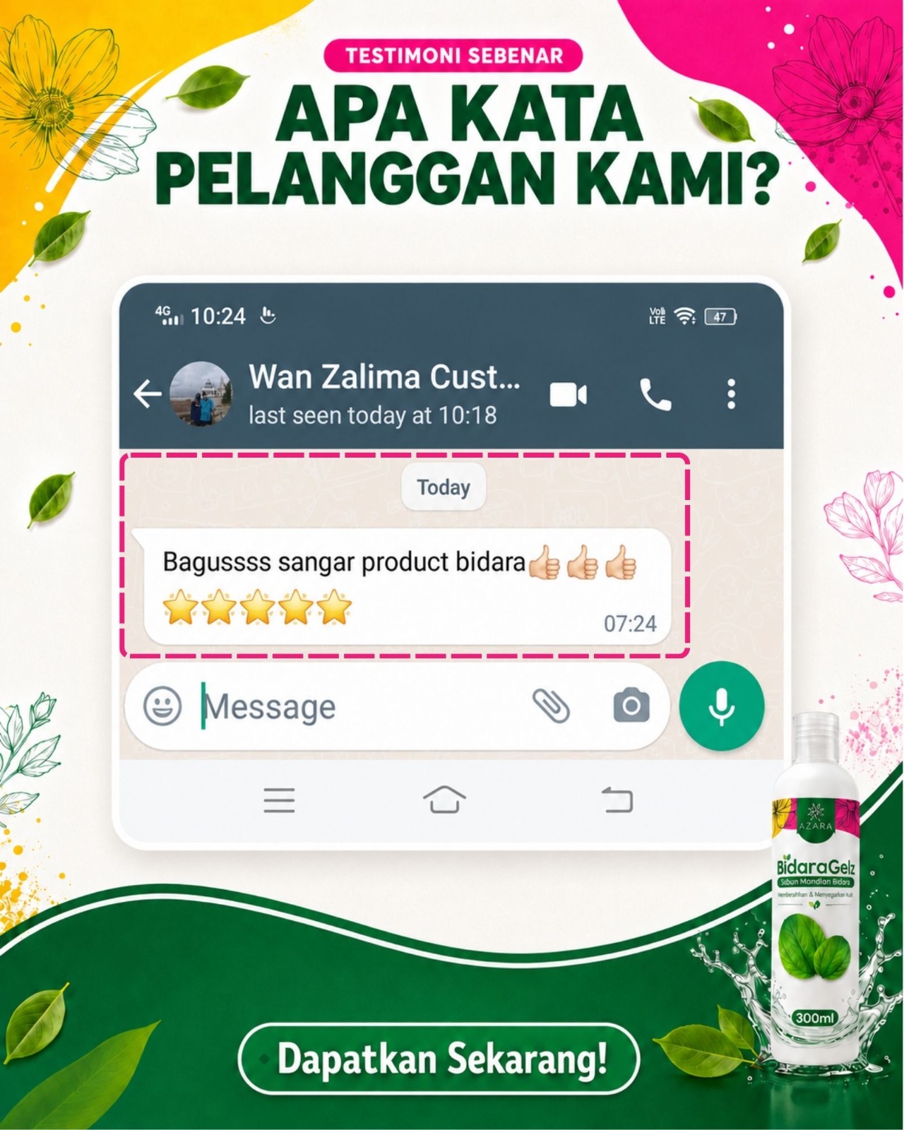 Testimoni pengguna BidaraGelz