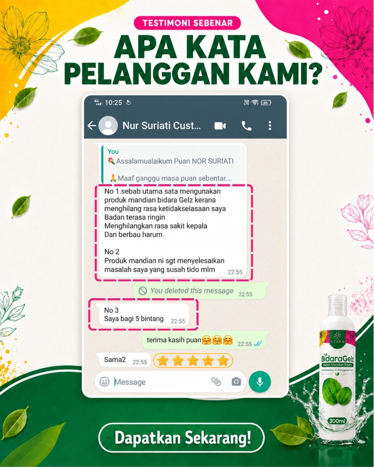 Testimoni pengguna BidaraGelz